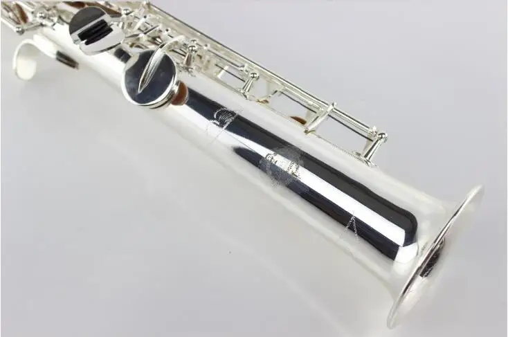 High Quality SUZUKI Soprano Straight Pipe Saxophone Brass Body Silver Plated B Flat Sax Instrument With Mouthpiece