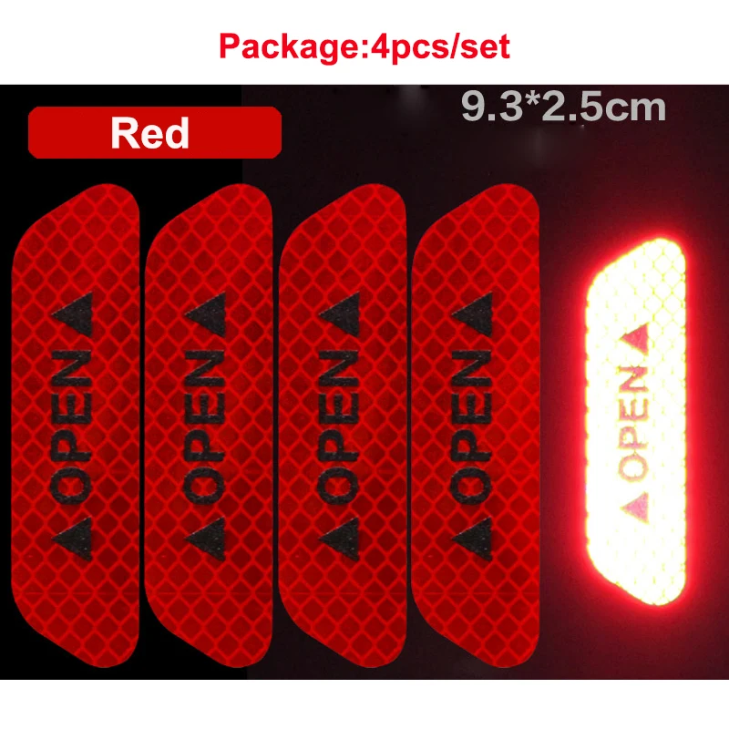 4 шт./компл. Автомобиль открыть светоотрающей полосой Предупреждение отражающая открытая уведомления велосипедные аксессуары наружные двери автомобиля наклейки "сделай сам"