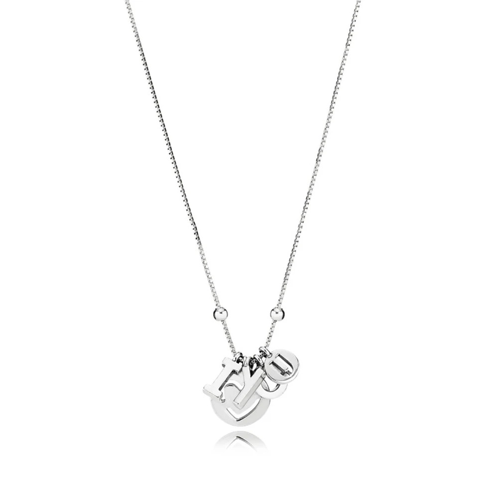 

NEW NEW 100% 925 Sterling Silver 2018 Valentine's New I Love You Pendant Necklace Elegant Clavicle Chain For Ladies Gift