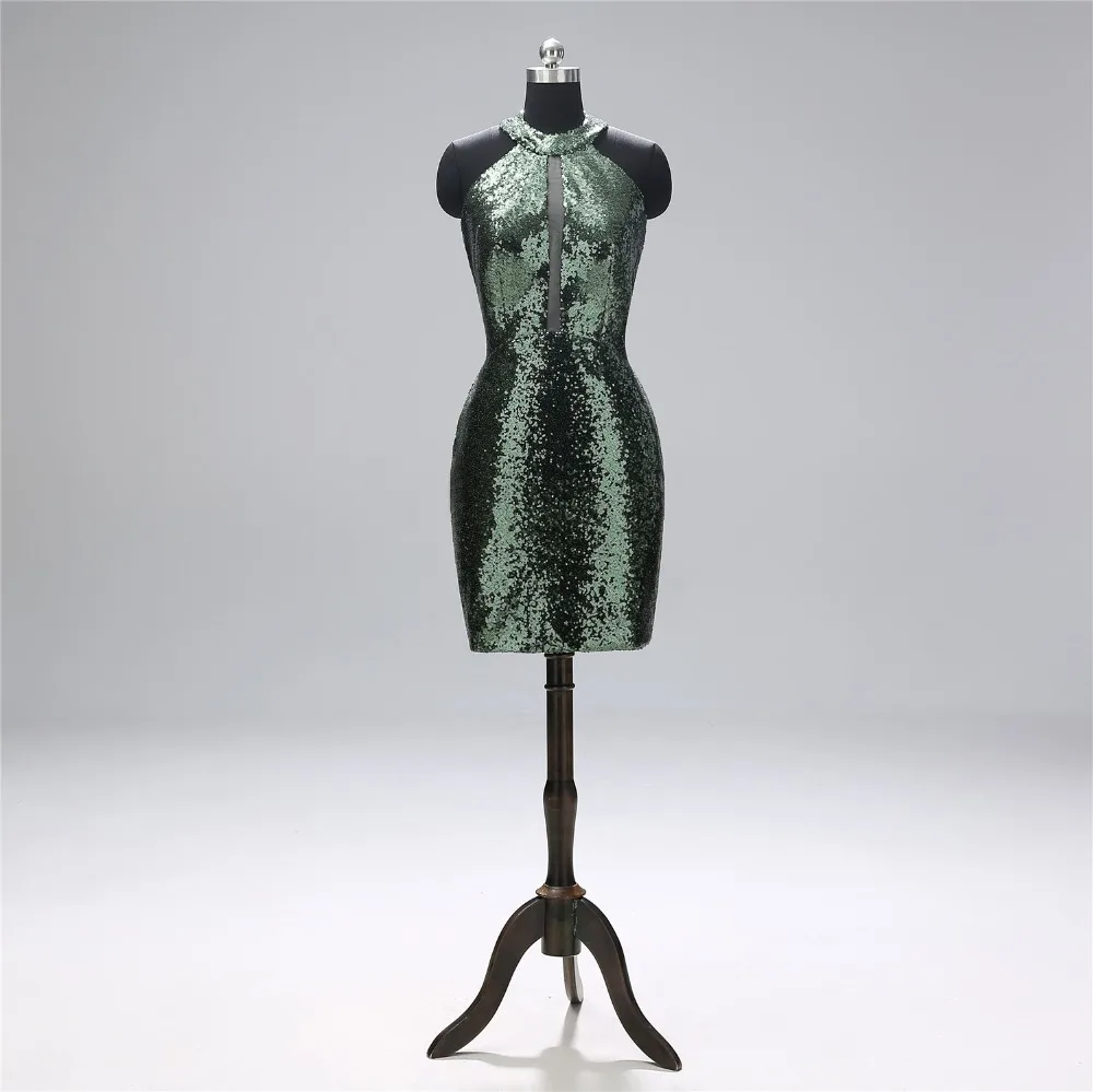 

Sexy Short Evening Dress 2019 Sequined Halter Vestido De Festa Formal Dress Prom Dresses Robe De Soiree L1121