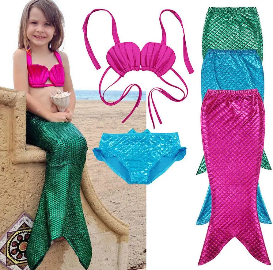 

Princess Girl Kids Mermaid Tail Swimwear Bikini Set Bathing Suit Fancy Cosplay Costume Princess Girls Swimsuit 2-10Y