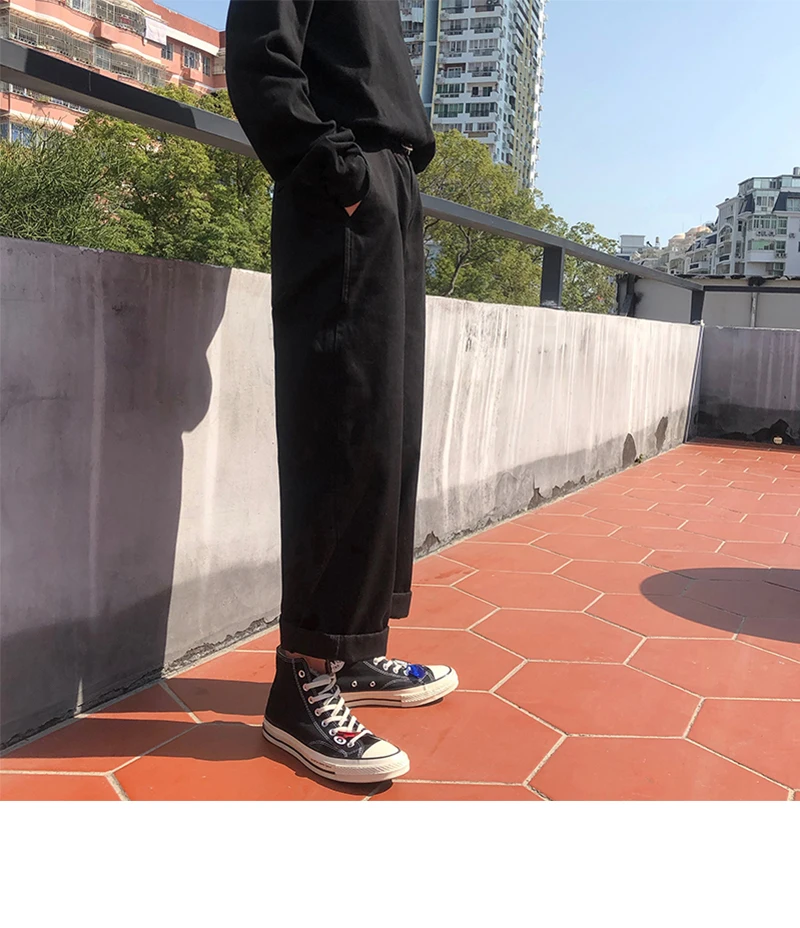 2019 весенний узор прилив мужской сплошной цвет непосредственно работа прямые ноги Мужские штаны для досуга уличные брюки пот брюки M-2XL