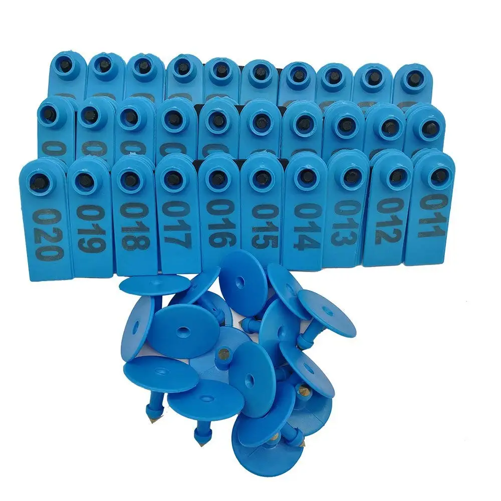 Goat Sheep Pig 001-100 Number Plastic Livestock Ear Tag With Blue Color
