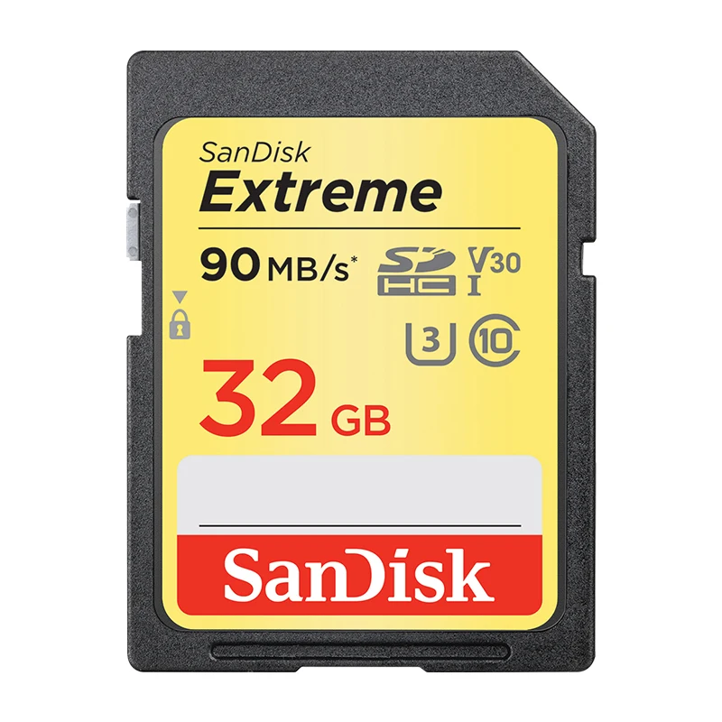 Карта памяти SanDisk Extreme 32GB SDHC sd-карта UHS-I C10 U3 V30 90 МБ/с. чтение 40 МБ/с. запись 4K UHD для камеры(SDSDXVE-032G-ZNCIN