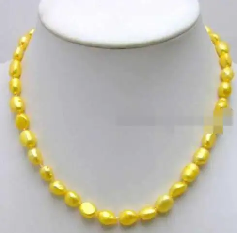 SALE Big 7-8mm Yellow Natural BAROQUE Freshwater PEARL 17&quot Necklace -nec5782 | Украшения и аксессуары