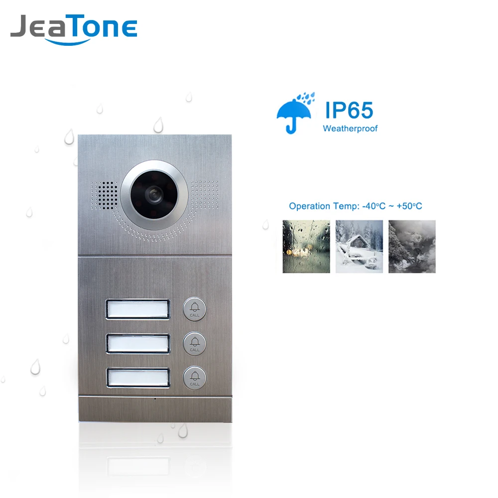 JeaTone Video Door Phone Analog Door Bell IR Camera 1200TVL 3 Buttons Call Panel IP65 Waterproof Door Access Control Panel