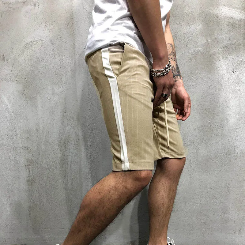 Новые мужские спортивные полуштаны в полоску с средней талией дышащие тонкие мужские шорты для лета DOD886