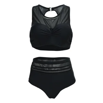 

Jocelyn Katrina High Waist Bikinis Swimsuit Plus Size Swimwear Vintage Women Black Fat Bathing Suit Push Up Large Bikini Set