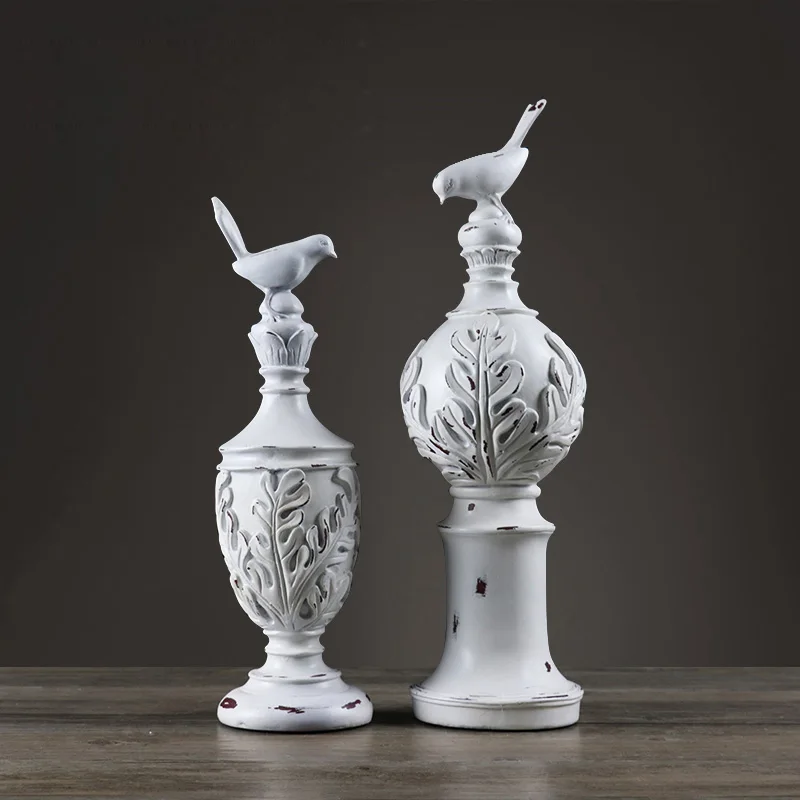 

2PCS/SET American Resin retro Bird Figurines sets up Creative Animal home office decorations for old Crafts