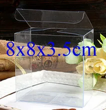Wholesale100pcs=1lot Clear PVC Box/Case Packing Wedding/Christmas Favor Candy/Apple/Gift/Candle/Toys Box 8*8*3.5cm Can Custom