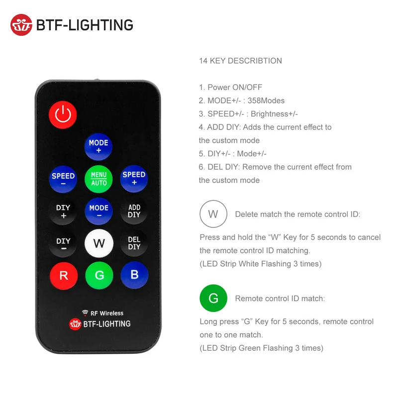WS2811 WS2812B пульт дистанционного управления 3key 14key 17key 21key RF беспроводной мини 3pin SM JST