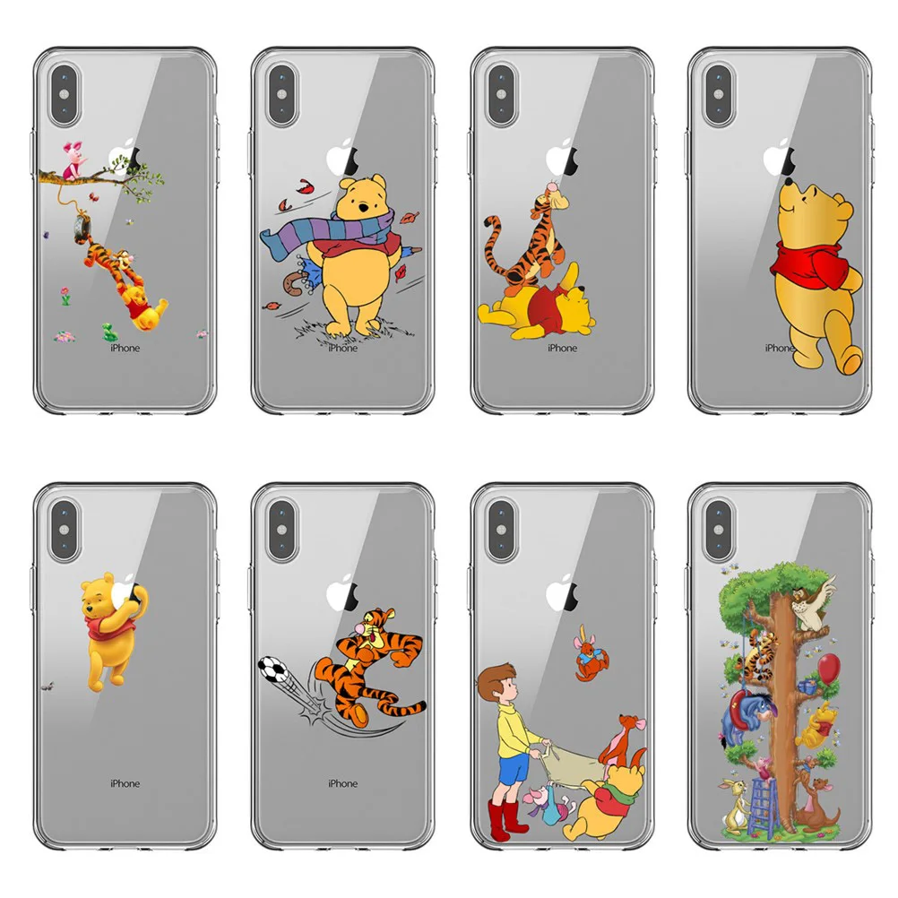 

Winnie Pooh Cartoon Naughty Lovely Eeyore Soft TPU Phone Case For iPhone 5S SE 6 6Plus 7 7Plus 8 8Plus X MAX New Silicone Covers