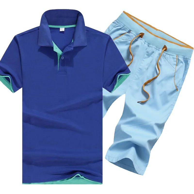 

Classic brand Summer Hot Sale Men's Sets polo Shirts+pants Two Pieces Sets Casual Tracksuit Mens polo shirt +shorts Fitness suit