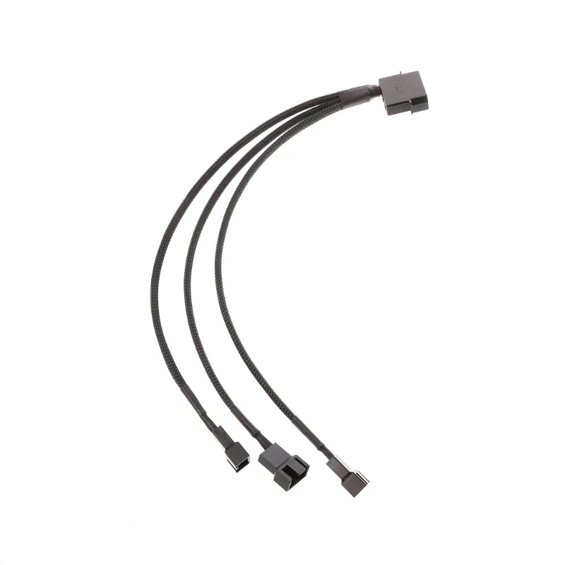 

4-Pin Molex Male To 3x 3-Pin/4-Pin PWM Male Sleeved Fan Extension Adapter Cable - L059 New hot