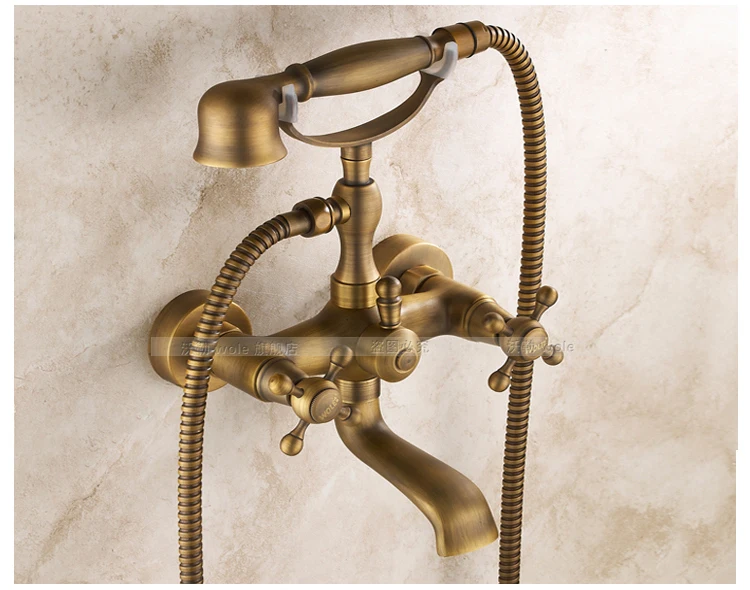 Antique bronze shower set  faucet bathtub faucet with   shower set  double handles mixer tap