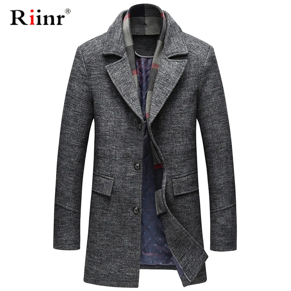 

2019 NEW Men Winter Warm Trench Woolen Coat Slim Fit Casual Reefer Jackets Solid Stand Collar Double Breasted Peacoat Parka