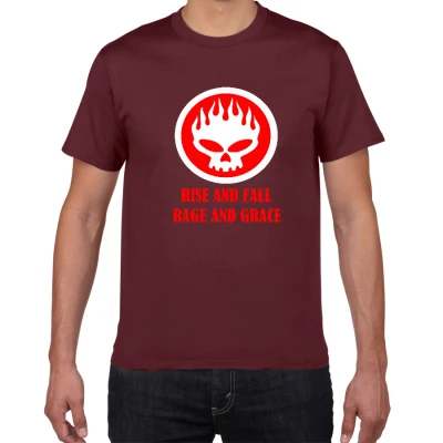 Мужская футболка в стиле панк с пламенным черепом,, новинка, популярная мужская футболка в стиле панк с черепом, высокое качество, хлопковые футболки для мужчин - Цвет: F323 wine red