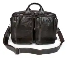 Vintage Genuine Leather Men’s Briefcase Portfolio Laptop Bag High Quality Men Messenger Bag Handbags Business Shoulder Bag J7014