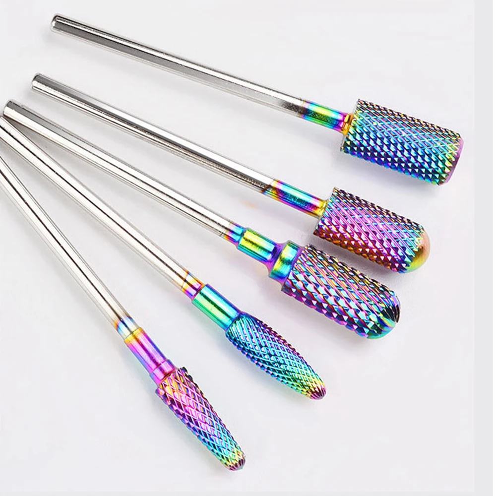 

5 style Blue Tungsten Round Flame Carbide Burrs Nano Coating Nail Drill Bit Metal Bits Nail Drill Manicure Electric Accessories