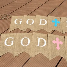 God Bless баннер для мальчик девочка первые Святое Причастие украшения, Первое причастие баннер, крестины баннер, мешковины баннер