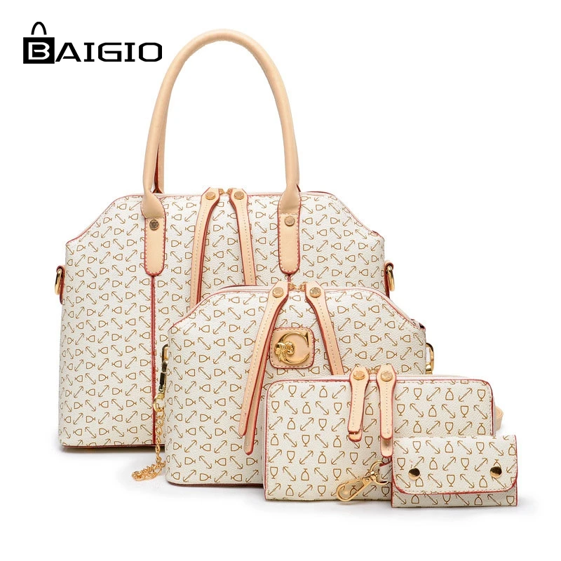 

BAIGIO Big Brand Design Women Crossbody Bag High Quality PU Leather Fashion Vintage Tote Bag Women's Handbag Bags Set 4 PCS