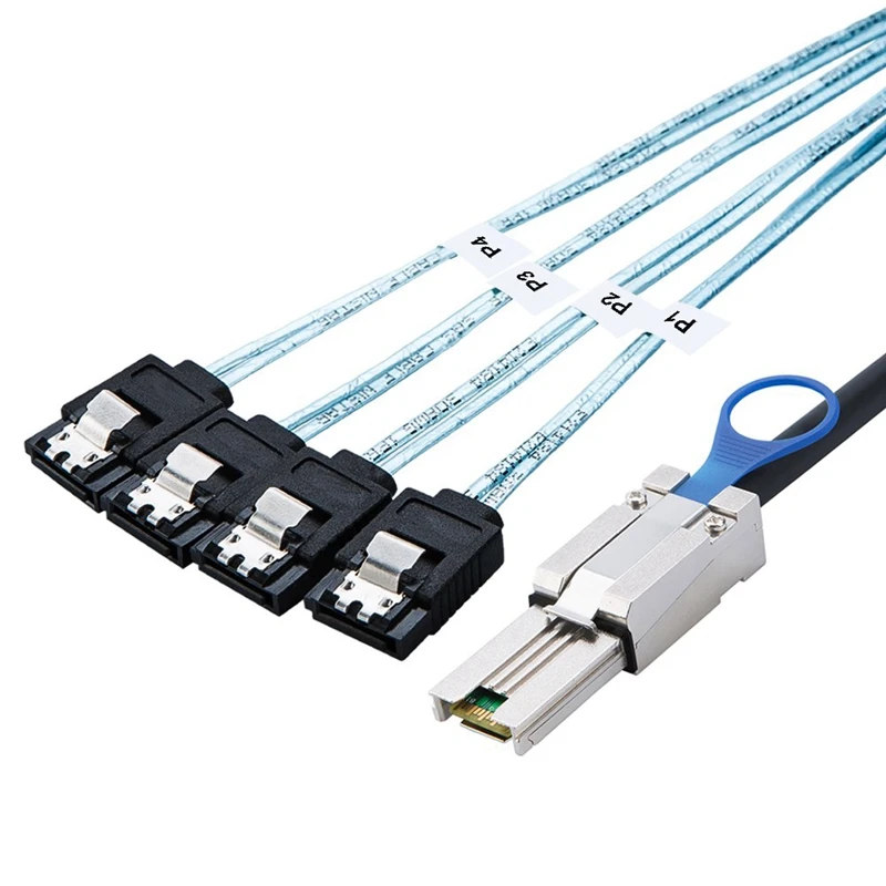 Mini Sas 26Pin(Sff-8088) Male To 4 Sata 7Pin Female Cable, Mini Sas Host/контроллер To 4 Sata Target/Backplane, 1 м