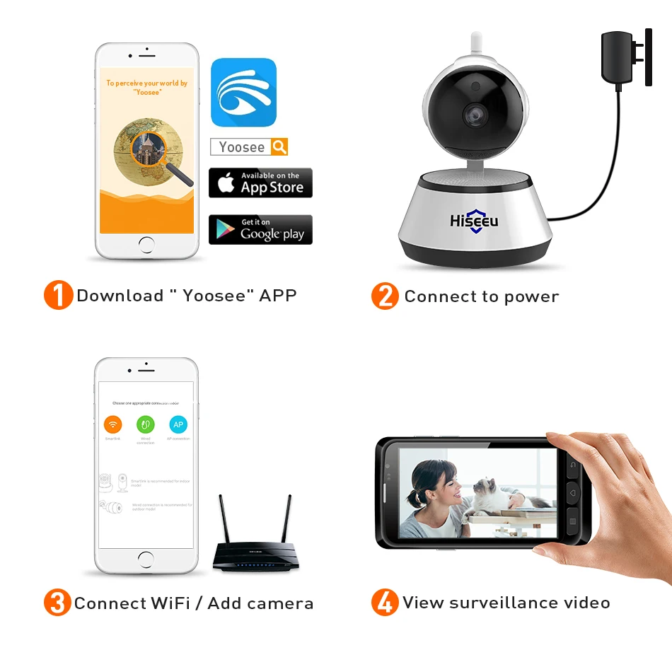 Beli Hiseeu 720 P 1080 P Ip Kamera 2MP Wi fi Nirkabel Kamera Keamanan CCTV Kamera Keamanan WIFI IP Bayi monitor Two Way Audio P2P