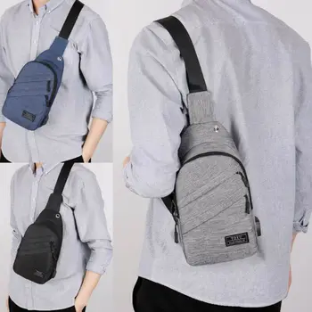 

Men's Shoulder Bag Sling Chest Pack Nylon USB Charging Sport Crossbody Handbag Chest Cycle Sling Bag Daily Travel Backpack