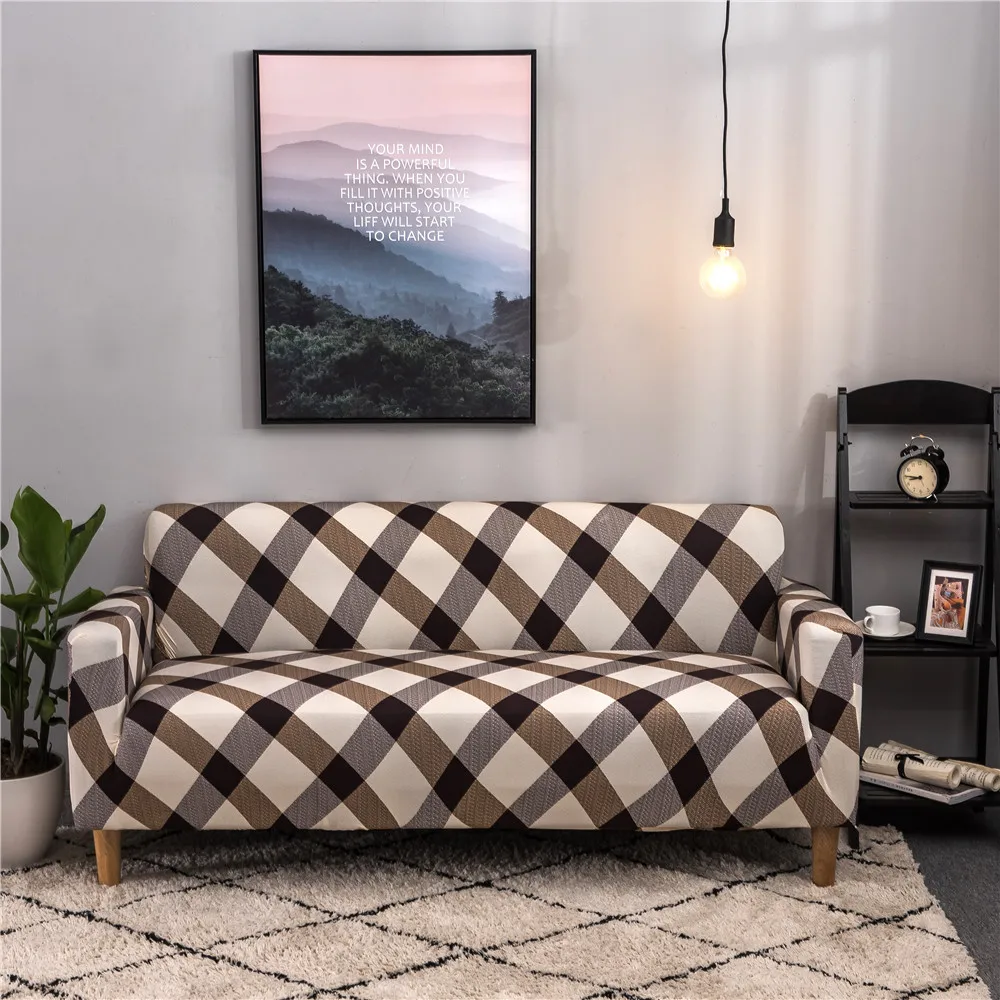Classic Plaid Printing Stretch Slipcovers all-inclusive Furniture Protector Sectional Elastic Sofa Couch Cover for Living Room