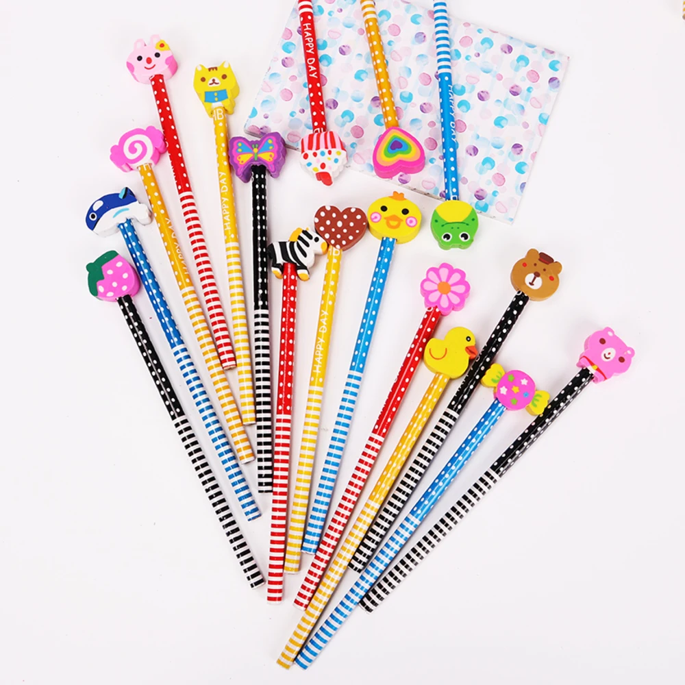 

BP2PCS Korea Stationery Cartoon Style HB Wooden Pencil Students Creative Writing Pencil With Eraser School Office WJ-SMT112