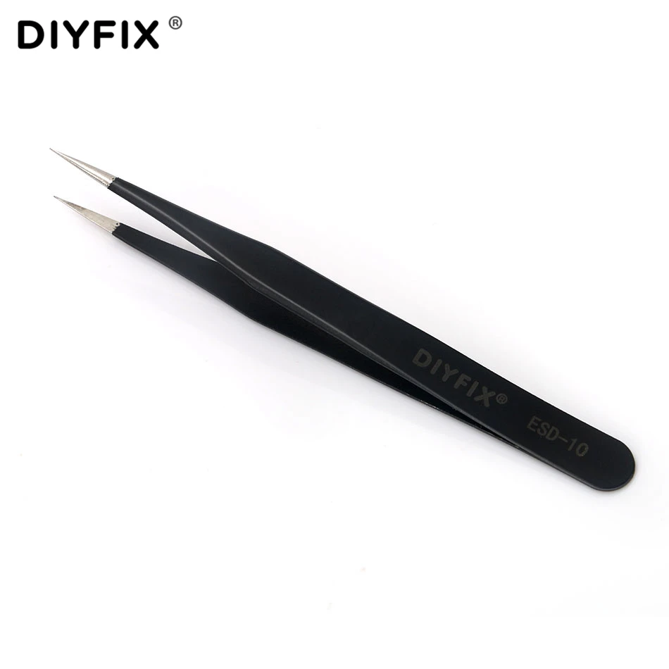 DIYFIX Stainless Steel Precision Tweezers Anti Static Electronic Tweezers Forcepstweezers