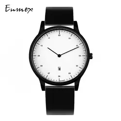 2018 подарок Enmex Стильные наручные часы два Руки Календарь простые Стильные с простой эстетики кожа кварцевые часы моды