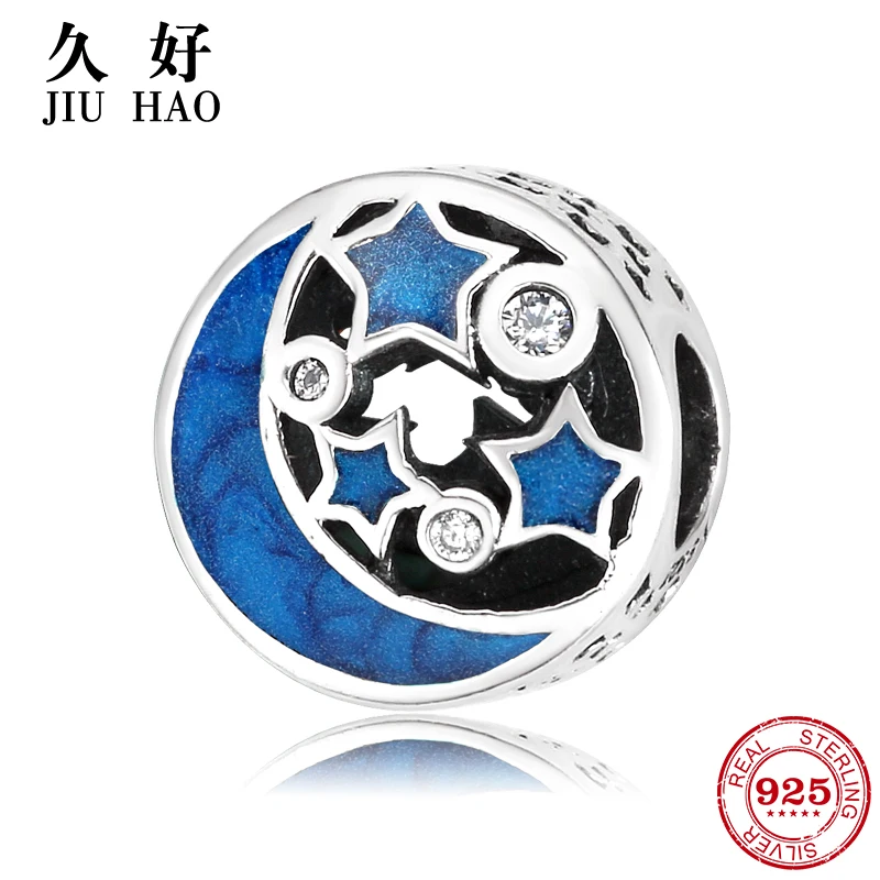 

925 Sterling Silver Sleepless Night Moon & Stars Beads women accessories Fit Original Pandora Charm Bracelet Jewelry New