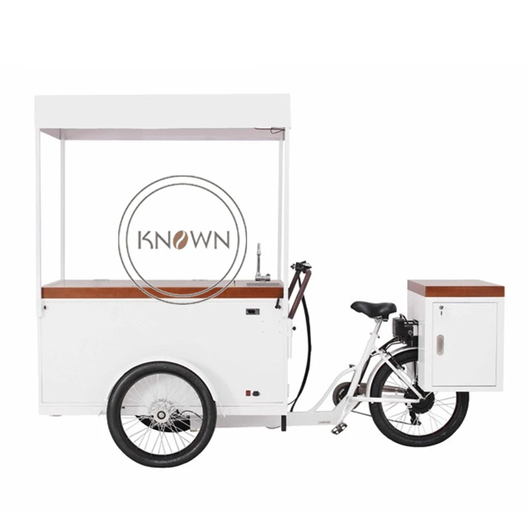 

5% discount LCD display pedal/electric refrigerator food cart bike street food cart for sale