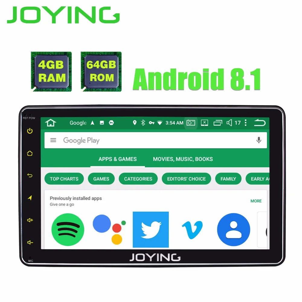 Top JOYING 4GB Ram 64GB ROM Octa 8 core Car Radio 1din Android 8.1 auto Audio Stereo Head Unit Tape Recorder Multimedia player GPS 3