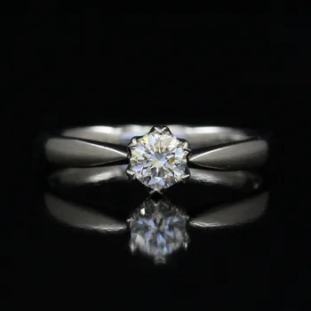 

LASAMERO 0.3CT FG/SI Round Cut Modern Love Natural Diamond Ring For Women 18k White Gold Certified Engagement Wedding Ring