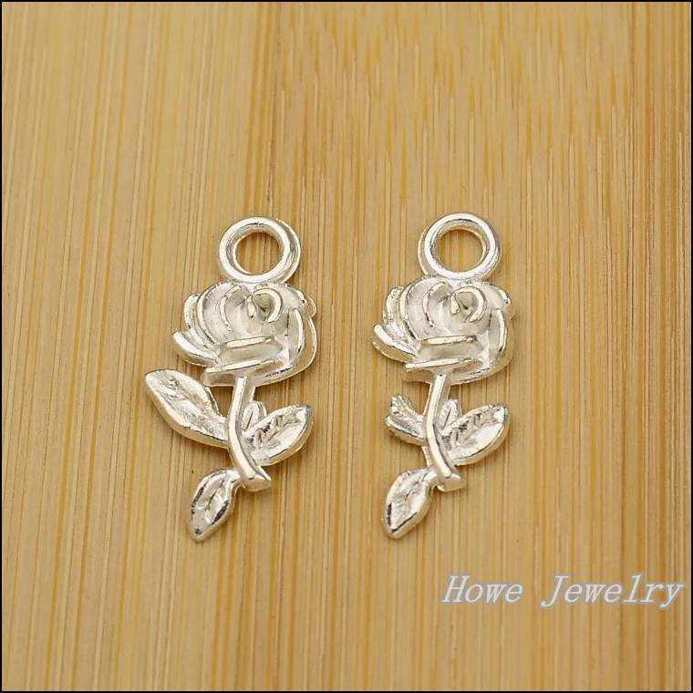 New 180pcs fashion bright silver flowers Charm Pendant fit European