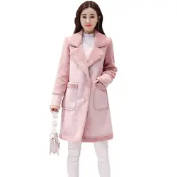 2018 новая Корейская версия свободные зимние сапоги из Pu искусственной кожи Для женщин длинная куртка с секциями утолщение плюс бархат Deer Suede