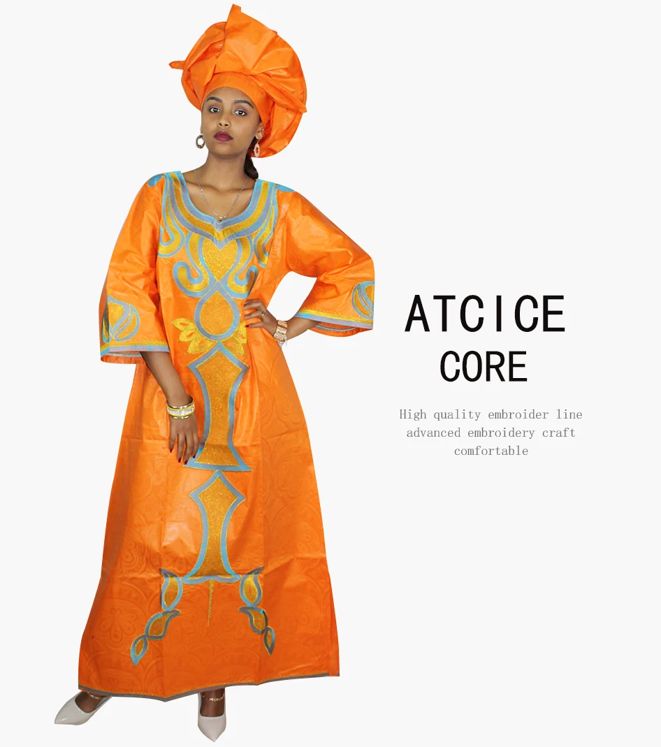 african suit African Dresses For Women 100% Cotton African BAZIN Riche Embroidery Design Traditional Dress A214# african attire