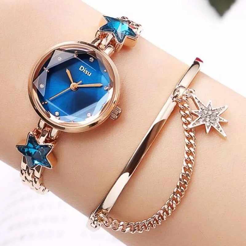 

Disu Brand Bracelet Dress Quartz Watches For Women Luxury Rose Starry Star Desgin Fashion Creative Ladies Clock Reloj Mujer