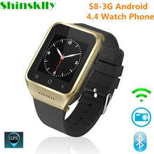 S8-3G Android 4.4 Watch Phone Bluetooth Smart Watch MTK6572 Dual Core GPS 2.0MP Camera WCDMA WiFi MP3 MP4 Smartwatch PK Q18 KW18