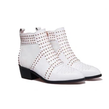 Boots Girl High Top Rivet Ankle Boots Leather Motocycle Gothic Women Martin Punk Shoes Winter Autumn Boots black white