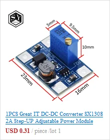 1 шт мини DC-DC 12-24 В до 5 В пост 3A Шаг вниз Питание модуль Напряжение понижающий преобразователь Регулируемый 97.5% 1,8 V 2,5 V 3,3 V 5V 9V 12V