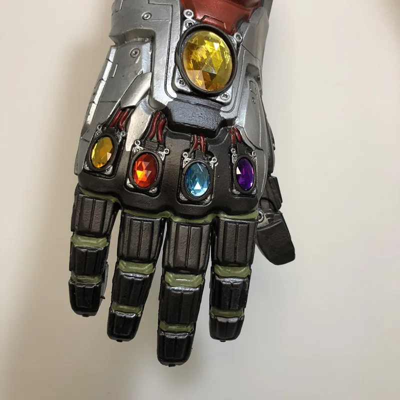 1:1 Endgame Железный человек Тони Старк светодиодный светильник Thanos Gauntlet камень косплей перчатки Гибкие пальцы латекс