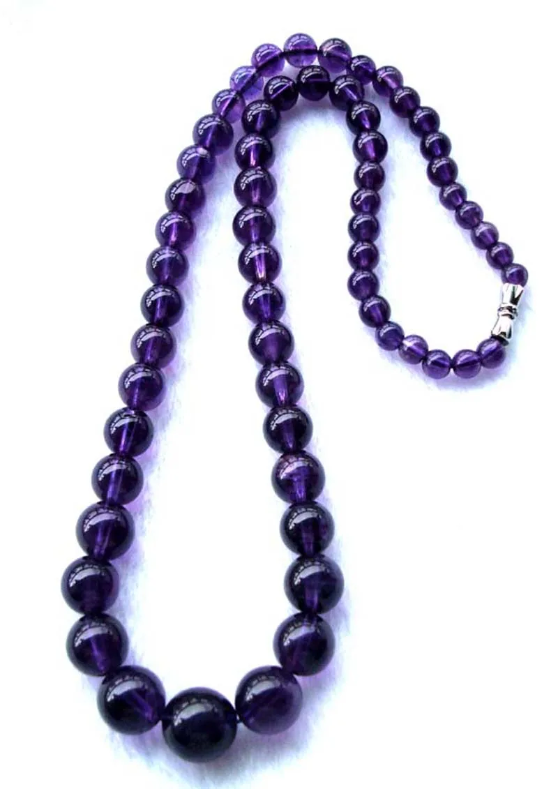 

Free Shipping Natural Amethyst Round Beads Necklace Women Jewelry accessories weddings parties Valentine's birthday gift