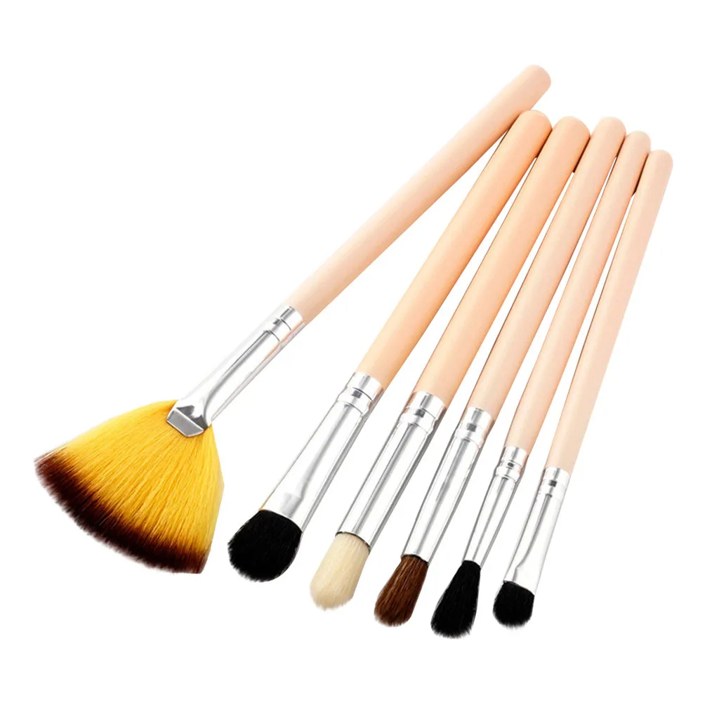 

6PCS Wood Cosmetic Eyebrow Eyeshadow Brush Makeup Brush Sets Tools Makeup Brushes set Professional with case 8W2
