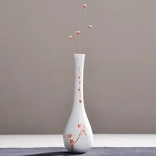 Ceramic Vase Decoration Creative Hand Painted Lotus White Porcelain Bottle Jade Net Simple Japanese Ceramic Vase Decoration Creative Hand Painted Lotus White Porcelain Bottle Jade Net Simple Japanese