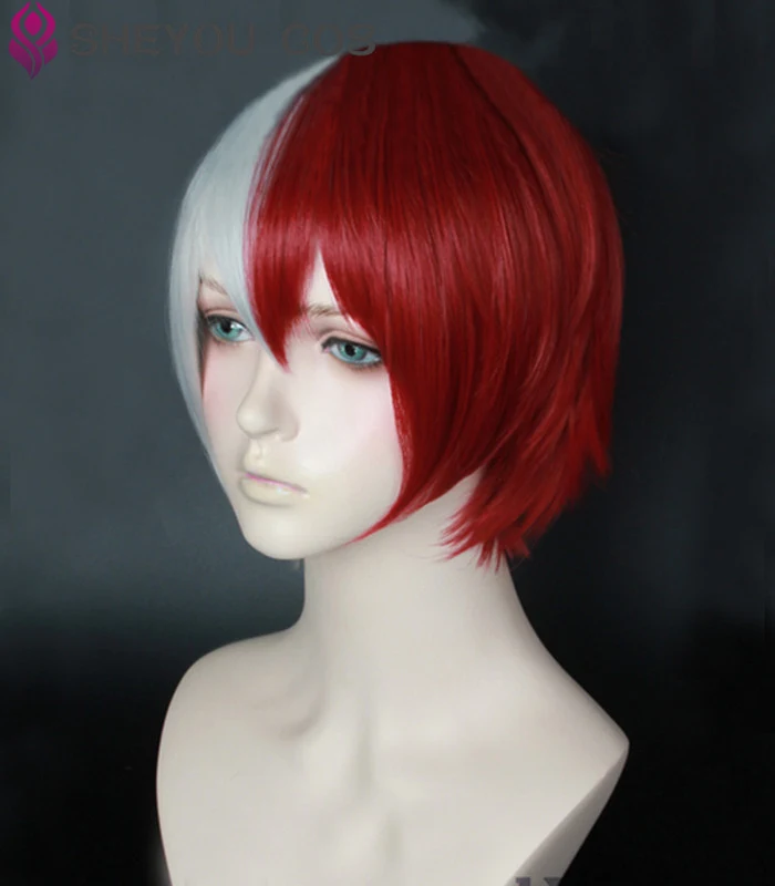 Мой Boku no Hero Academia шото Тодороки Shouto короткий серебристый белый и красный