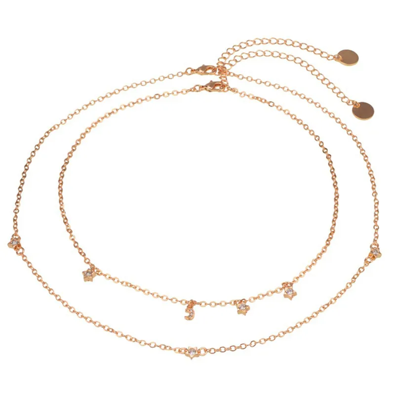 

Lovely Style 2 Layers Star Adjustable Necklace Multilayer Chain Choker Necklace For Gift New