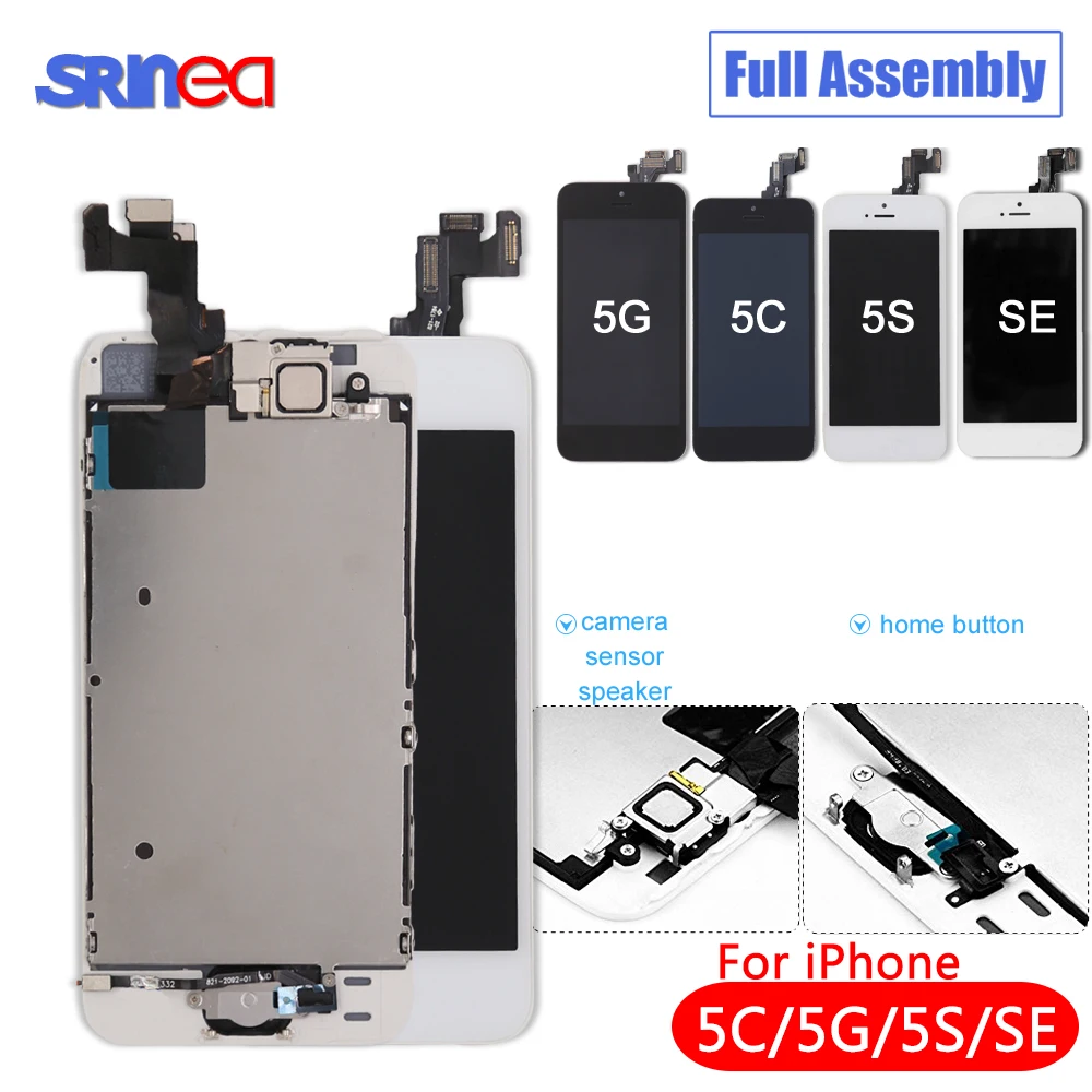 Скидка Черный белый полная сборка ЖК дисплей дигитайзер для iPhone 5 S C Se AAA font b lcd b font сенсорный экран Замена i Phone 5S 5C без битых пикселей